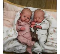 RXDOLL Reborn Baby Dolls Twins - Muñecas de bebé recién nacidas realistas de 45,7 cm, con cuerpo de vinilo suave y tela, muñeca infantil con accesorios de juguete para regalos para niños