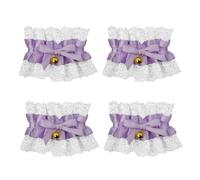 [Rxgiasup] 4 piezas elegante lazo de encaje campanas ajustables muñequera ajustable accesorios de novia para mujeres niñas joyería de moda accesorios transpirable fiesta de encaje