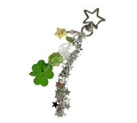 Rxgiasup Bonito llavero decorativo con diseño de estrella, detalle de tréboles de fresa, adorno para teléfono, para amigos, amantes, llavero de cuatro tréboles, Llavero, Strawberry Stars