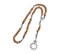 Rxgiasup Collar de rosario católico con crucifijo de indulto, medallas, cuentas de madera, cadena de oración para bautizos y ceremonias de medición, regalo de joyería espiritual