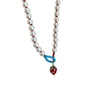 Rxgiasup Colorido collar de fresas hecho a mano para niños, collar de cuentas seguro, adorno alegre de cumpleaños, joyería de dopamina para niños