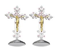 Rxgiasup Crucifijo de Jesús para mesa, de pie católico, para altares, estatua de Cristo para decoración del hogar, cruces de metal