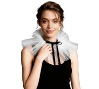 Rxgiasup Cuello ajustable con volantes retro para disfraces de la era victoriana y cosplay, accesorio de Halloween, versátil disfraz desmontable, blanco, Talla única