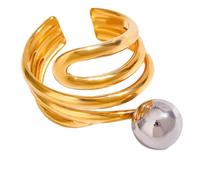 Rxgiasup Línea irregular de acero inoxidable correa apilable accesorios para dedos ligeros anillos de apertura ajustables accesorios joyería moderna calada, como se describe