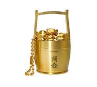 Rxgiasup Llavero con temática de Año Nuevo, dije dorado de dinero, accesorio colgante de goma para bolso, mochila, decoración interior de coche, bolsa de decoración, Un cubo de oro, talla única