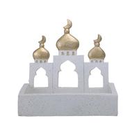 Rxgiasup Ramadanes Decoraciones para el hogar de Eid Mubaraks Casa de mezquita blanca dorada torre adorno joyería caja de almacenamiento Ramadán