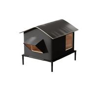 RXJMKCZ Compatible con casa for Gatos al Aire Libre, cálida y aislada en Invierno, for Gatos callejeros/Salvajes, Refugio Elevado Resistente a la Intemperie con Puerta de Escape