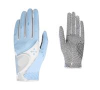 RXJMKCZ Compatible con Guantes de Golf PGM for Mujer, Microfibra de Cuero PU, partículas Antideslizantes, Transpirables, ultraligeros, Mano Izquierda y Derecha(Blue,17)