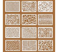 RXKFIGX 12 Piezas Plantillas para Pintar Reutilizable A4-Stencil Plantillas Geométricas Manualidades para Scrapbook Diario Tela Manualidades Decoración de Pared Niños DIY Pintar