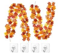 RXKFIGX 2 Piezas Guirnalda Hojas de Arce, Artificial Hojas Otoño Decoracion Halloween,Guirnalda Hojas Otoño Guirnalda Otoño Decoración Otoñal Hoja de Arce Adornos para Fiestas de Gracias,Navidad