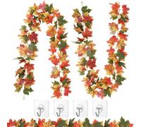 RXKFIGX 2 Piezas Guirnalda Hojas de Arce, Artificial Hojas Otoño Decoracion Halloween,Guirnalda Hojas Otoño Guirnalda Otoño Decoración Otoñal Hoja de Arce Adornos para Fiestas de Gracias,Navidad