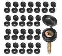 RXKFIGX 200 Piezas Tapa de Tornillo de Plástico Tapas Cubierta de Tornillo con Bisagras Plastico Tapa Tornillo Tapar Agujeros Tapones para Tornillos para Muebles Armarios Decoración (Negro)