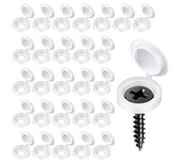 RXKFIGX 200 Piezas Tapa de Tornillo de Plástico Tapas Cubierta de Tornillo con Bisagras Plastico Tapa Tornillo Tapar Agujeros Tapones para Tornillos para Muebles Armarios Decoración (Blanco)