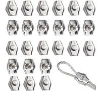 RXKFIGX 24 Piezas Clip para Cable Abrazadera de Cable Simplex M3 Alambre Clips Abrazadera para Cable de Acero Inoxidable para La Fijación de Cables de Acero y Cables