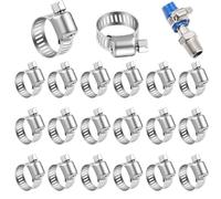 RXKFIGX 25 Piezas Abrazaderas Metalicas Abrazaderas de Manguera Ajustables 304 Acero inoxidable 13-19 mm Abrazaderas de Tornillo Sin Fin para Mangueras gas Agua coche Lavadora Jardín