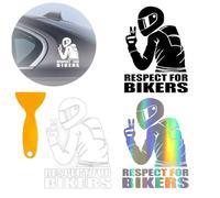 RXKFIGX 3 Piezas Adhesivo Decorativo Respeto por los Ciclistas Reflectante para Motocicleta Adhesivo Reflectante para Ventana de Coche Etiqueta Engomada del Coche con rascador plástico