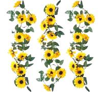 RXKFIGX 3 Piezas Guirnalda de Girasol Artificiales Guirnaldas Colgantes de Girasol Ratán de Girasol Colgante Guirnalda de Flores Artificiales para Boda Decoración de Balcón de Fiesta de Jardín