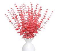 RXKFIGX 30Pcs Hojas de Eucalipto Artificiales, Eucalipto Rojo, Eucaliptos Artificial Ramas Eucaliptos Verdes, Decoracion Follaje Artificial para Ramo de Fotos para Decoración de Hogar Oficina Boda