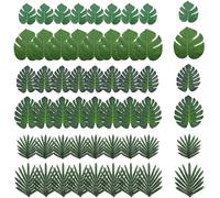 RXKFIGX 48 Pcs Hojas Artificiales Decoracion Palma Artificiales Hojas Falso Plantas Tropicales Hojas Decorativas Verdes Falso Hoja Palmera Artificial Palma Falsas Hoja para Decoración del Hogar