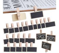 RXKFIGX 50 Mini Pizarra Negro Madera Madera Mensaje Rectángulo Mini clips de pizarra Tablero De Mensajes De Clip Etiqueta para Oficina Boda Fiesta Etiqueta de Nombre Decoración de Escena