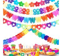 RXKFIGX 6 Piezas 3m Guirnalda de Papel Colores Colgar Arcoiris Guirnalda Banderin Adornos Colgantes Bandera Decorativa de Colores para Banquetes Fiestas de Cumpleaños Reuniones de Amigos