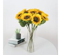 RXKFIGX 8 Girasoles Artificiales Decoración de Girasoles Falsos Girasoles Artificiales con Tallos Flores de Girasol Artificiales Sunflowers Artificial Flowers para el Hogar Hotel Boda Decoración