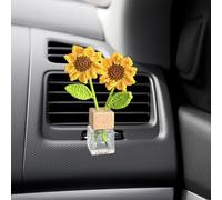 RXMORI Ambientador Vacío para Automóvil Botella de Perfume Clip de Ventilación de Coche con Flor de Punto de Ganchillo, Decoraciones para Tablero de Instrumentos Accesorios