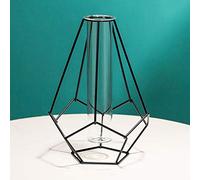 RXMORI Florero Centros de Mesa con Marco de Metal, Jarrón Decorativo de Tubo de Ensayo de Vidrio Transparente, Soporte de Flores de Estilo Moderno, Jarrones Pequeños para Flores,(Negro geométrico)