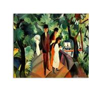 RXNHGJDS August Macke Cuadro sobre Lienzo Camina por el puente laminas pinturas famosas Reproducción sobre lienzo Cuadros Decoracion Salon70x60cm(28x24in) Enmarcado