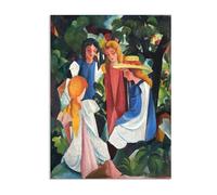 RXNHGJDS August Macke Cuadro sobre Lienzo Cuatro chicas laminas pinturas famosas Reproducción sobre lienzo Cuadros Decoracion Salon85x60cm(33x24in) Sin marco