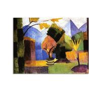 RXNHGJDS August Macke Cuadro sobre Lienzo Jardín en el lago de Thun laminas pinturas famosas Reproducción sobre lienzo Cuadros Decoracion Salon85x60cm(33x24in) Sin marco