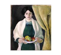 RXNHGJDS August Macke Cuadro sobre Lienzo Retrato con manzanas la esposa artistas laminas pinturas famosas Reproducción sobre lienzo Cuadros Decoracion Salon35x30cm(14x12in) Enmarcado