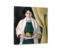 RXNHGJDS August Macke Cuadro sobre Lienzo Retrato con manzanas la esposa artistas laminas pinturas famosas Reproducción sobre lienzo Cuadros Decoracion Salon35x30cm(14x12in) Sin marco