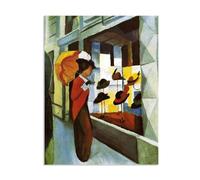 RXNHGJDS August Macke Cuadro sobre Lienzo Tienda de sombreros laminas pinturas famosas Reproducción sobre lienzo Cuadros Decoracion Salon40x30cm(16x12in) Sin marco