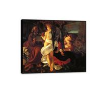 RXNHGJDS Cuadros Caravaggio,ImpresióN sobre lienzo,Caravaggio Poster,El descanso en la huida a Egipto,Cuadros Famosos Salon40x48cm(16x19in) Marco negro