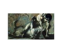 RXNHGJDS Franz von Stuck Poster La pelea con el león Reproducción de Pinturas al óleo gi Impresiones artísticas en Lienzo para decoración del hogar y la Oficina 72x40cm(28x16in) Sin marco