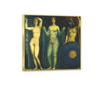 RXNHGJDS Franz von Stuck Poster las tres diosas Reproducción de Pinturas al óleo gi Impresiones artísticas en Lienzo para decoración del hogar y la Oficina 50x50cm(20x20in) Con marco