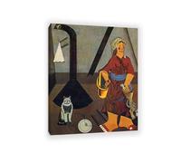 RXNHGJDS Joan Miró ImpresióN Sobre Lienzo The Farmer's Wife Cuadros Famosos en Lienzo Reproducciones de Arte de Pared Para Decoracion Salon Dormitorio80x60cm(31x24in) Enmarcado