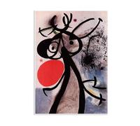 RXNHGJDS Joan Miró ImpresióN Sobre Lienzo Woman birds in front of the sun Cuadros Famosos en Lienzo Reproducciones de Arte de Pared Para Decoracion Salon Dormitorio110x80cm(43x31in) Sin marco