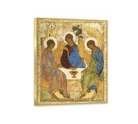 RXNHGJDS Marco dorado Trinidad de Andrei Rublev Laminas Para Cuadros de Pintores Famosos Cuadros Religiosos con Marco Lienzos Decorativos Salon85x70cm(33x27in)