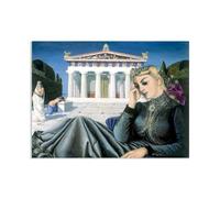 RXNHGJDS Paul Delvaux ImpresióN en Lienzo Niña frente a un templo Poster Laminas de Cuadros Famosos Surrealista Cuadros Decoracion Dormitorios Modernos80x60cm(32x24in) poster