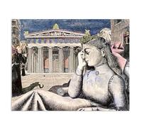 RXNHGJDS Paul Delvaux ImpresióN en Lienzo Niña frente a un templo Poster Laminas de Cuadros Famosos Surrealista Cuadros Decoracion Dormitorios Modernos65x50cm(26x19in) poster