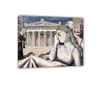 RXNHGJDS Paul Delvaux ImpresióN en Lienzo Niña frente a un templo Poster Laminas de Cuadros Famosos Surrealista Cuadros Decoracion Dormitorios Modernos50x40cm(20x16in) Enmarcado