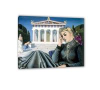 RXNHGJDS Paul Delvaux ImpresióN en Lienzo Niña frente a un templo Poster Laminas de Cuadros Famosos Surrealista Cuadros Decoracion Dormitorios Modernos80x60cm(32x24in) Enmarcado