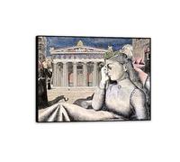 RXNHGJDS Paul Delvaux ImpresióN en Lienzo Niña frente a un templo Poster Laminas de Cuadros Famosos Surrealista Cuadros Decoracion Dormitorios Modernos90x70cm(36x28in) Marco negro