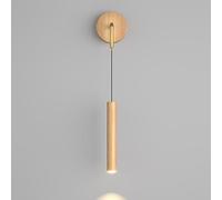 RXPVUXE Aplique de pared colgante de color madera, lámpara de pared LED de tubo largo, decoración moderna para cabecera, lámpara de pared con acabado de grano de madera, accesorio de iluminación de pa