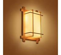 RXPVUXE Aplique de pared de madera rectangular Aplique de pared Wabi-sabi Lámpara de montaje en pared de madera para interiores moderna, 2 × E27 Socket Cableado de estilo japonés Accesorio de iluminac