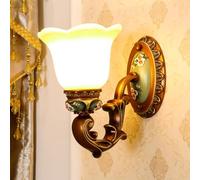 RXPVUXE Aplique de Pared Floral Lámpara de Pared de Bronce Vintage Retro Lámpara de Pared Tallada de Resina rústica Pantalla de Vidrio de Flores, Apliques de Pared Antiguos de Granja Sala de Estar de