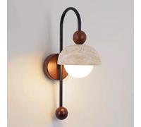 RXPVUXE Aplique De Pared Moderno De Travertino Amarillo, Accesorio De Iluminación De Arte Wabi-Sabi De Estilo Japonés De 15,7"con Pantalla De Cúpula De Piedra Natural, Lámpara De Pared for Interiores