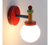 RXPVUXE Aplique de pared moderno rojo, decoración de arte creativo, accesorio de iluminación con pantalla de vidrio de globo blanco leche, lámpara de montaje en pared junto a la cama Bauhaus, apliques